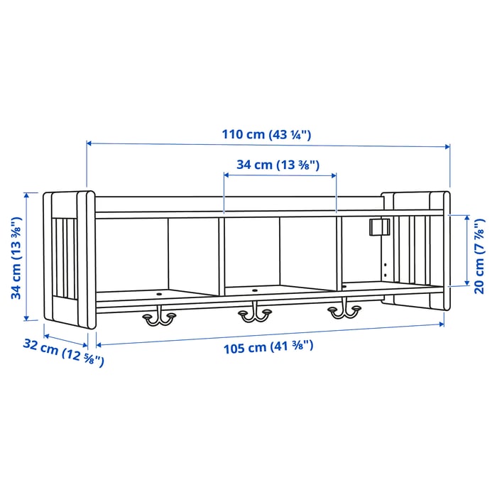 PANGET hat and coat rack, white, 431/4" IKEA