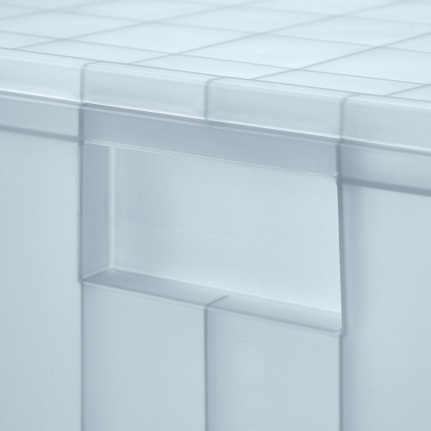 PANSARTAX storage box with lid, transparent gray-blue