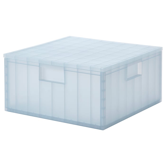 PANSARTAX storage box with lid, transparent grayblue, 13x13x6 ½" IKEA