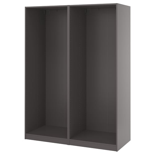 An empty grey wardrobe frame, PAX by IKEA. Modern design, made of particle and fiberboard.