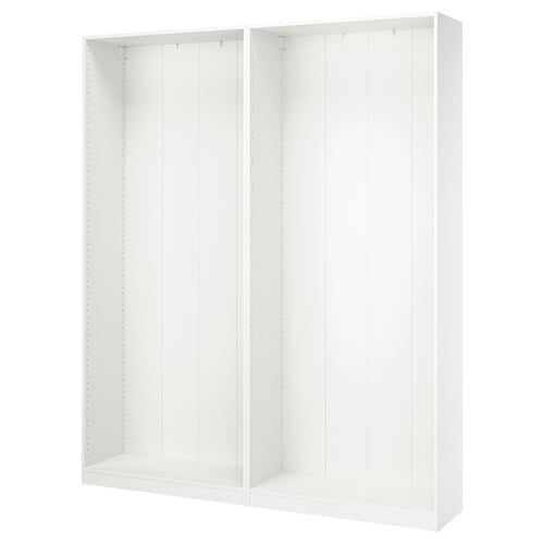 A white ikea PAX wardrobe frame, modern design, ready for customization.