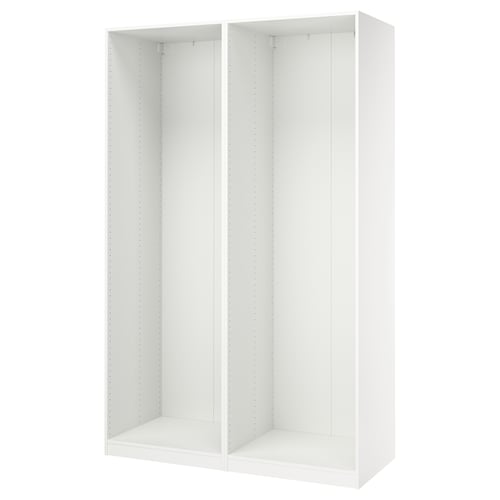 White PAX wardrobe frame for clothes storage.
