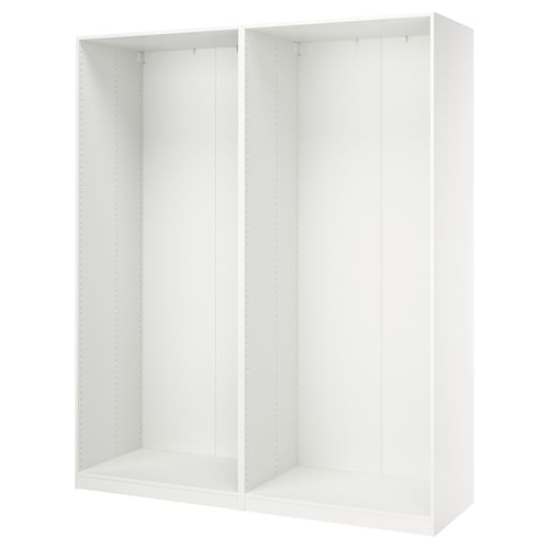 An empty white wardrobe frame by PAX, designed for bedroom storage.