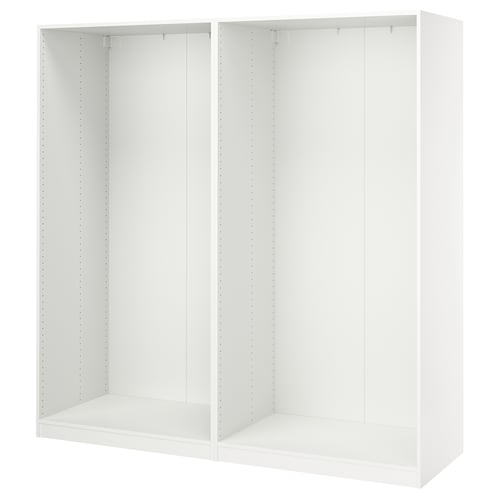 A white PAX wardrobe frame, modern and simple, ready for customization.