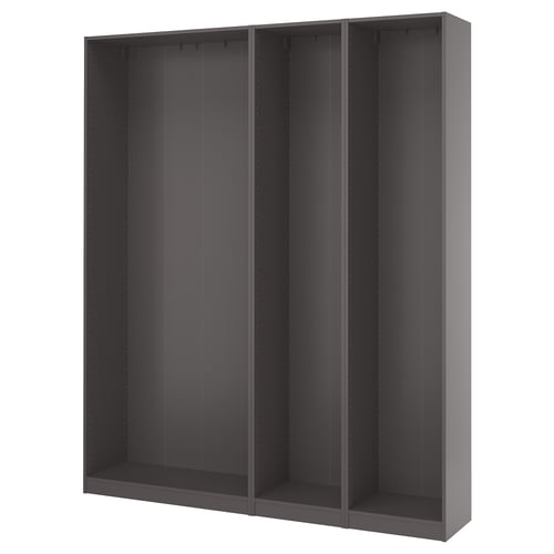 PAX wardrobe frame: grey, modular, metal, rectangular, minimalist design.