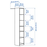 PAX Add-on mid-unit, white, 13 3/4x13 3/4x79 1/8 "