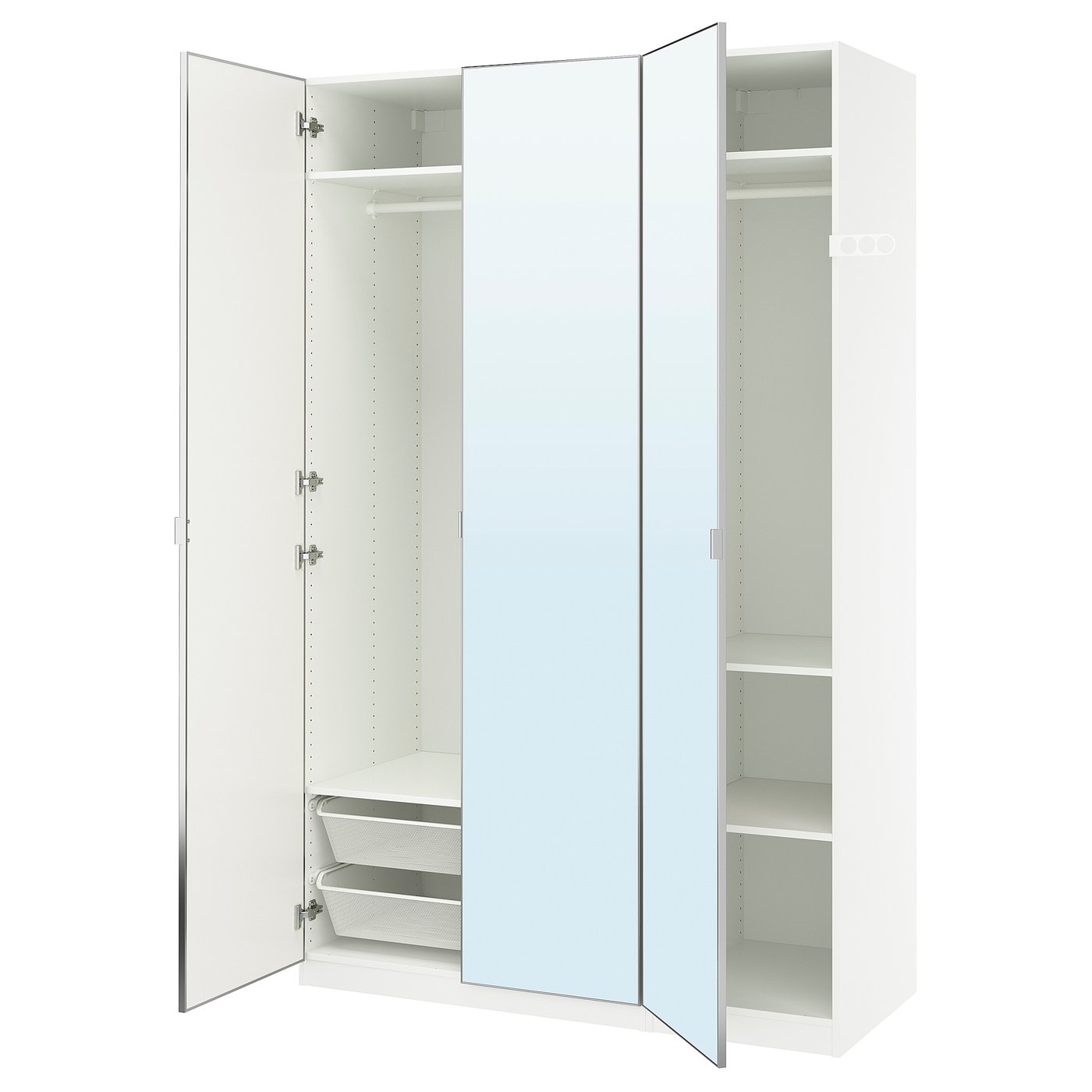 PAX / ÅHEIM wardrobe combination, white/mirror glass, 59x235/8x931