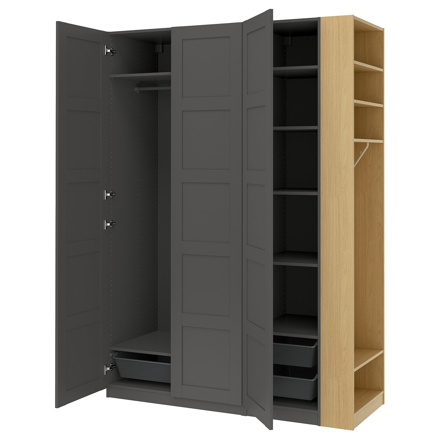 Wardrobe Combination, Dark Gray Dark Gray/Oak Effect