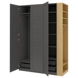 PAX / BERGSBO Wardrobe combination, dark gray dark gray/oak effect, 66 7/8x23 5/8x93 1/8 "