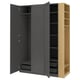 PAX / BERGSBO Wardrobe combination, dark gray dark gray/oak effect, 66 7/8x23 5/8x93 1/8 "