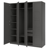PAX / BERGSBO Wardrobe combination, dark gray/dark gray, 78 3/4x23 5/8x93 1/8 "