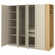 PAX / BERGSBO Wardrobe combination, gray-beige gray-beige/oak effect, 86 5/8x23 5/8x79 1/4 "