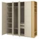 PAX / BERGSBO Wardrobe combination, gray-beige gray-beige/oak effect, 86 5/8x23 5/8x93 1/8 "