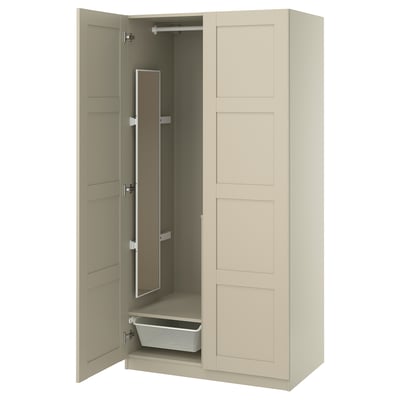 PAX / BERGSBO Wardrobe combination, gray-beige/gray-beige, 39 3/8x23 5/8x79 1/4 "