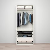 PAX / BERGSBO Wardrobe combination, white/frosted glass white, 39 3/8x23 5/8x93 1/8 "