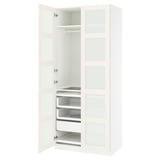 PAX / BERGSBO Wardrobe combination, white/frosted glass white, 39 3/8x23 5/8x93 1/8 "