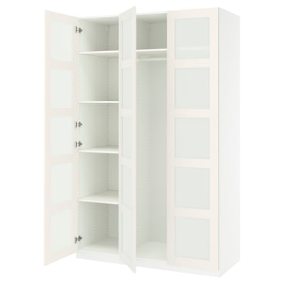PAX / BERGSBO Wardrobe combination, white/frosted glass/white, 59x23 5/8x93 1/8 "