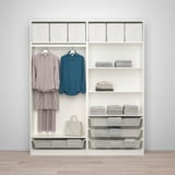PAX / BERGSBO Wardrobe combination, white/frosted glass, 78 3/4x15x93 1/8 "