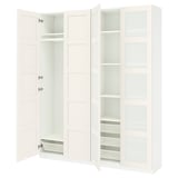 PAX / BERGSBO Wardrobe combination, white/frosted glass, 78 3/4x15x93 1/8 "