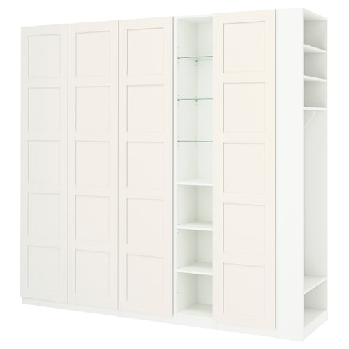 PAX / BERGSBO Wardrobe combination, white white/white, 100 3/8x23 5/8x93 1/8 "