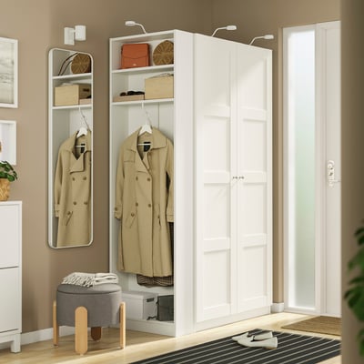 PAX / BERGSBO Wardrobe combination, white white/white, 47 1/4x23 5/8x79 1/4 "