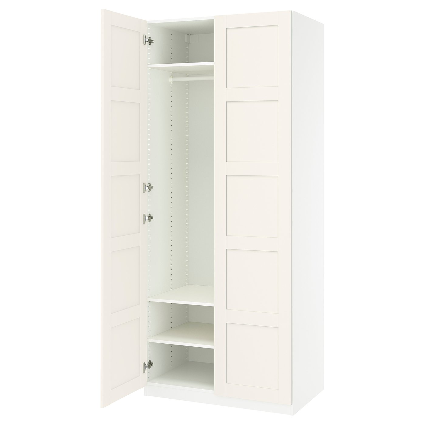 PAX / BERGSBO wardrobe combination, white/white, 393/8x235