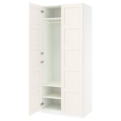 PAX / BERGSBO Wardrobe combination, white/white, 39 3/8x23 5/8x93 1/8 "