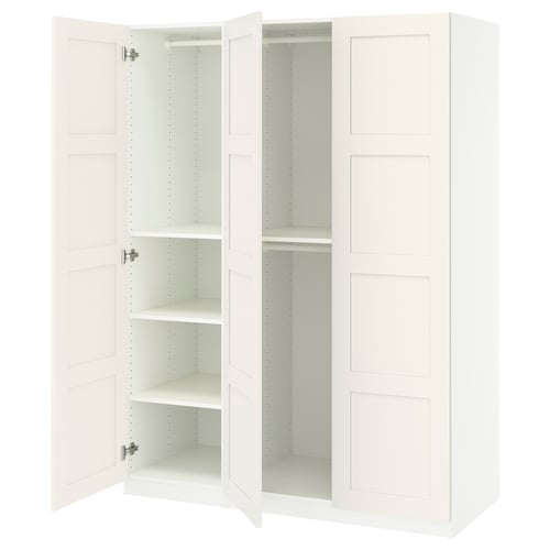 White PAX closet with open doors showing shelves.