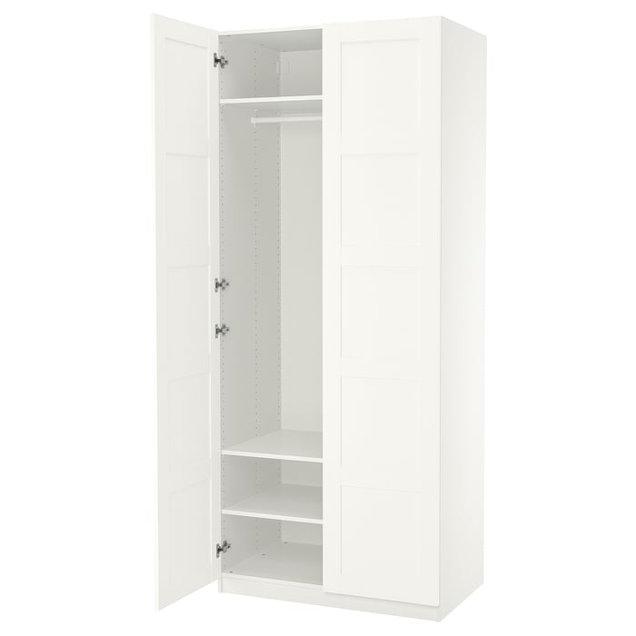 PAX / BERGSBO wardrobe, white/white, 393/8x235/8x931/8" IKEA