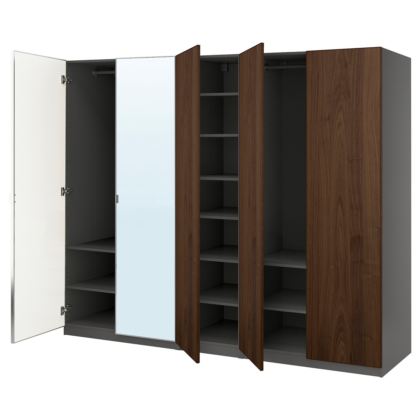 Wardrobe Combination, Dark Gray/Walnut Veneer
