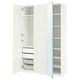 Option: PAX / FARDAL/ÅHEIM Wardrobe combination, high gloss white/mirror glass, 59x23 5/8x93 1/8 "