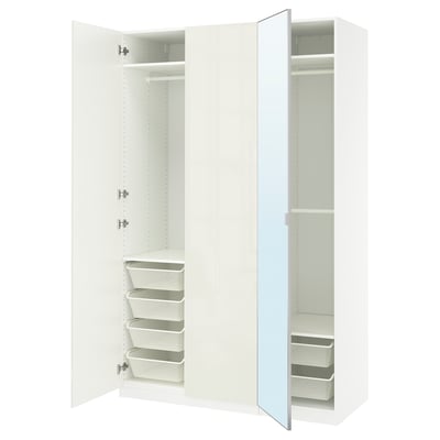 PAX / FARDAL/ÅHEIM Wardrobe combination, high gloss white/mirror glass, 59x23 5/8x93 1/8 "