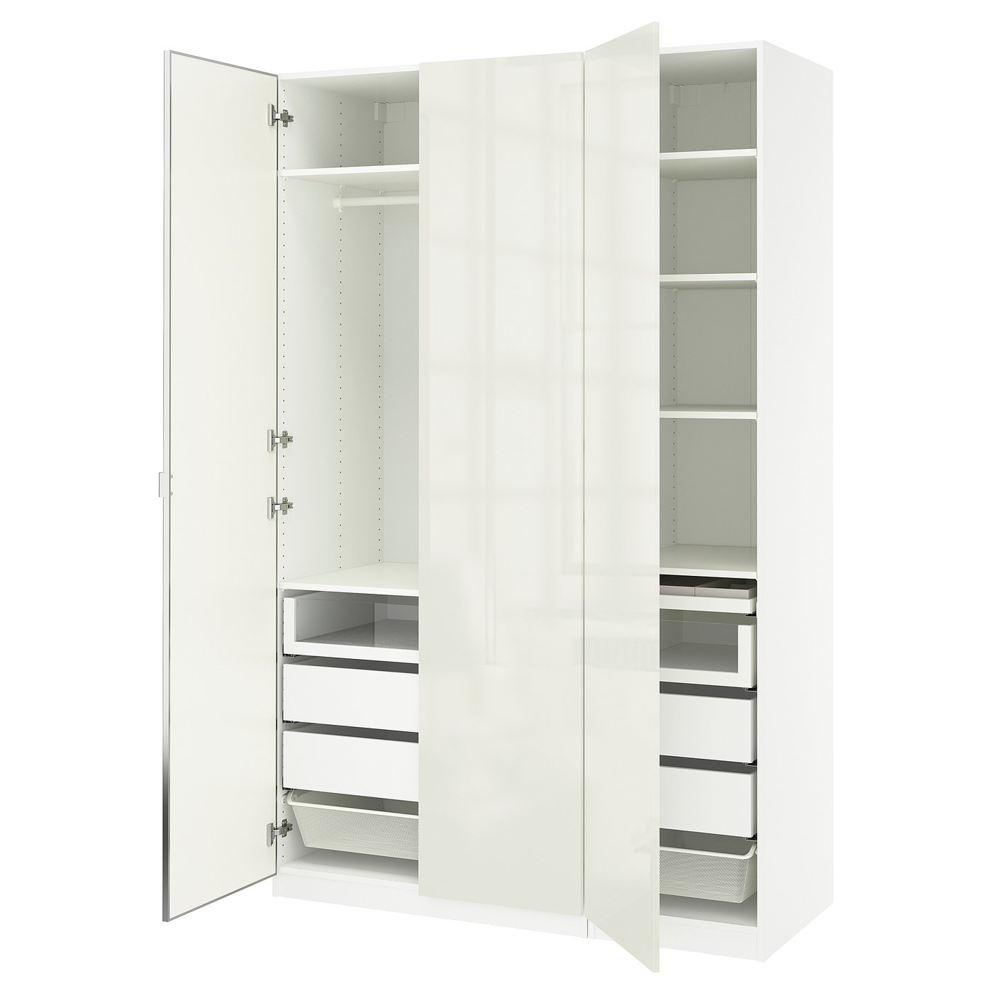PAX / FARDAL/ÅHEIM wardrobe combination, white/high-gloss/white