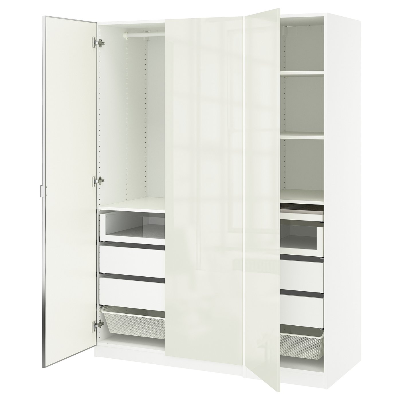 PAX / FARDAL/ÅHEIM wardrobe combination, white/high-gloss/white