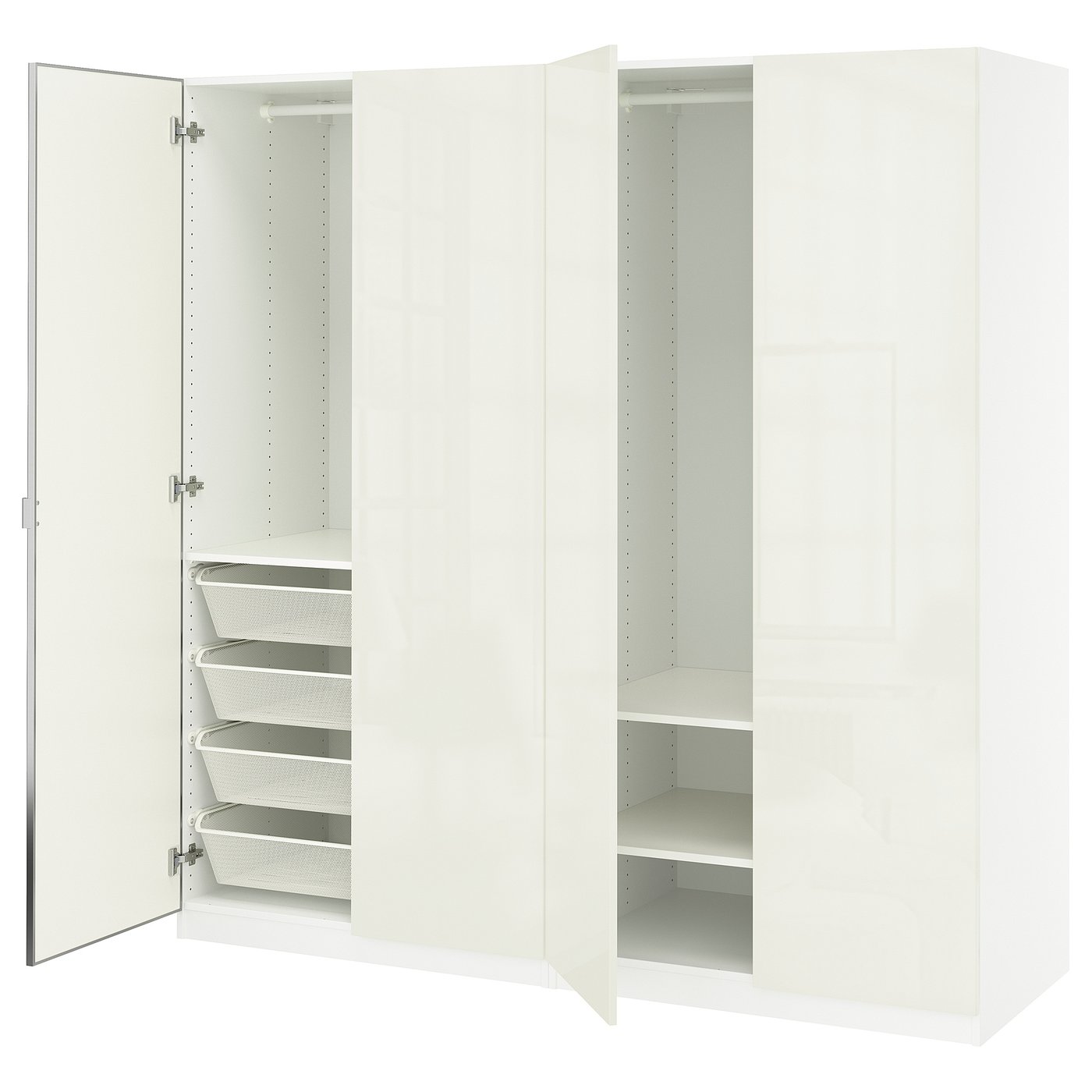 PAX / FARDAL/ÅHEIM wardrobe combination, white high gloss/white