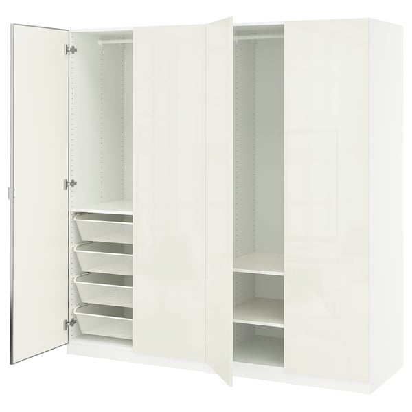 PAX / FARDAL/ÅHEIM Wardrobe combination, white high gloss/white mirror glass, 78 3/4x23 5/8x79 1/4 "