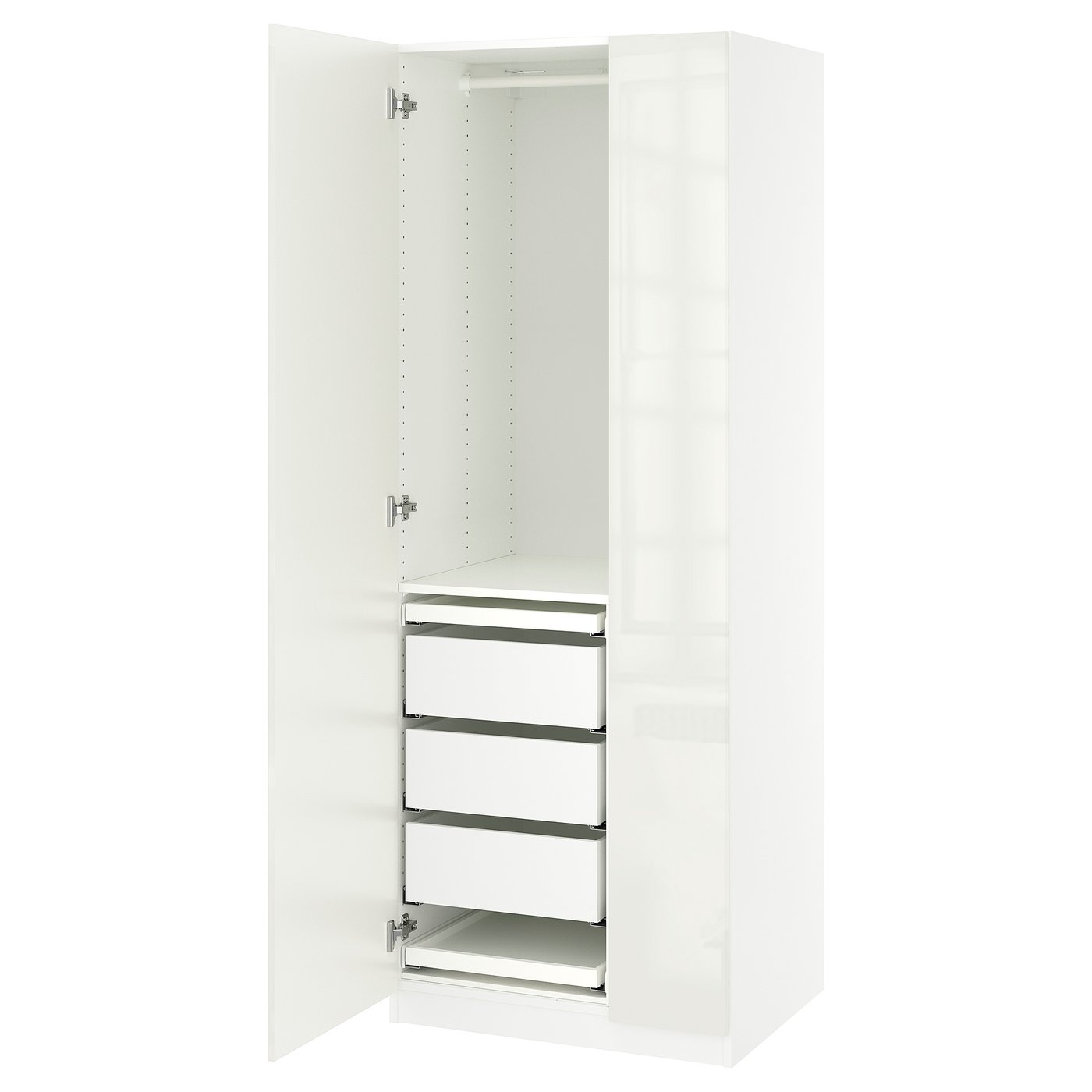 Wardrobe Combination, High-Gloss/White