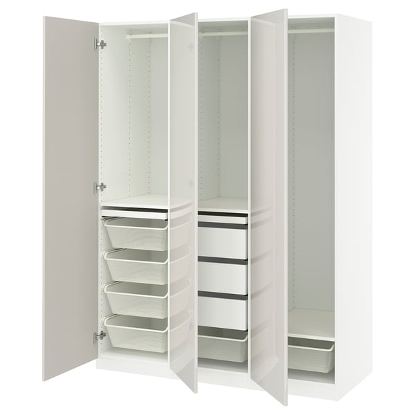 PAX / FARDAL Wardrobe combination, white/high-gloss light gray, 59x23 5/8x79 1/4 "