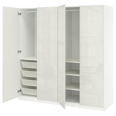 PAX / FARDAL Wardrobe combination, white/high-gloss light gray, 78 3/4x23 5/8x79 1/4 "