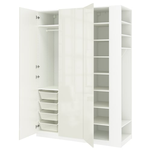 PAX / FARDAL Wardrobe combination, white high-gloss white/white, 66 7/8x23 5/8x93 1/8 "