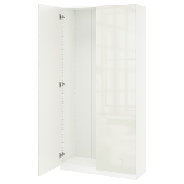 PAX / FARDAL Wardrobe combination, white/high-gloss/white, 39 1/4x14 3/4x79 1/4 "