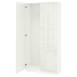PAX / FARDAL Wardrobe combination, white/high-gloss/white, 39 1/4x14 3/4x79 1/4 "