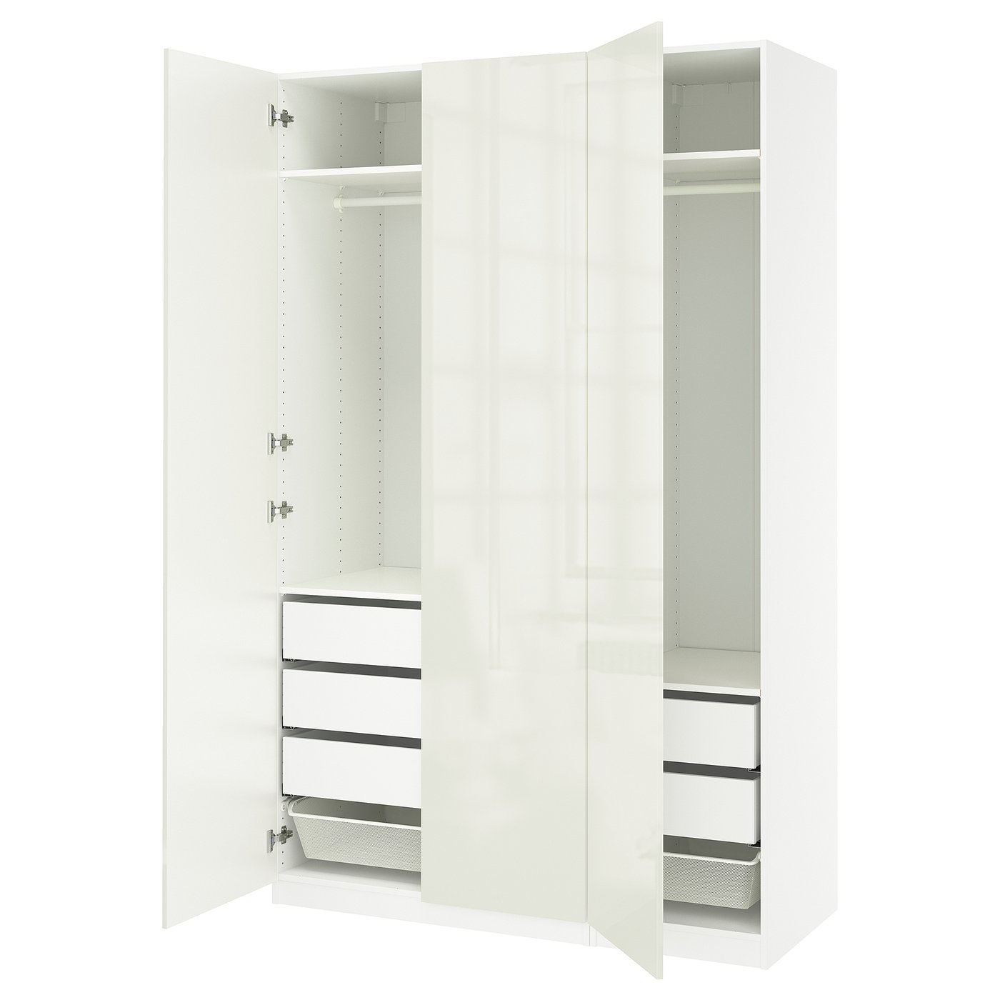 PAX / FARDAL wardrobe combination, white/high-gloss/white, 59x235