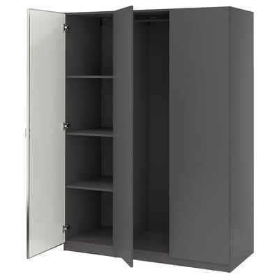 PAX / FORSAND/ÅHEIM Wardrobe combination, dark gray/mirror glass, 59x23 5/8x79 1/4 "