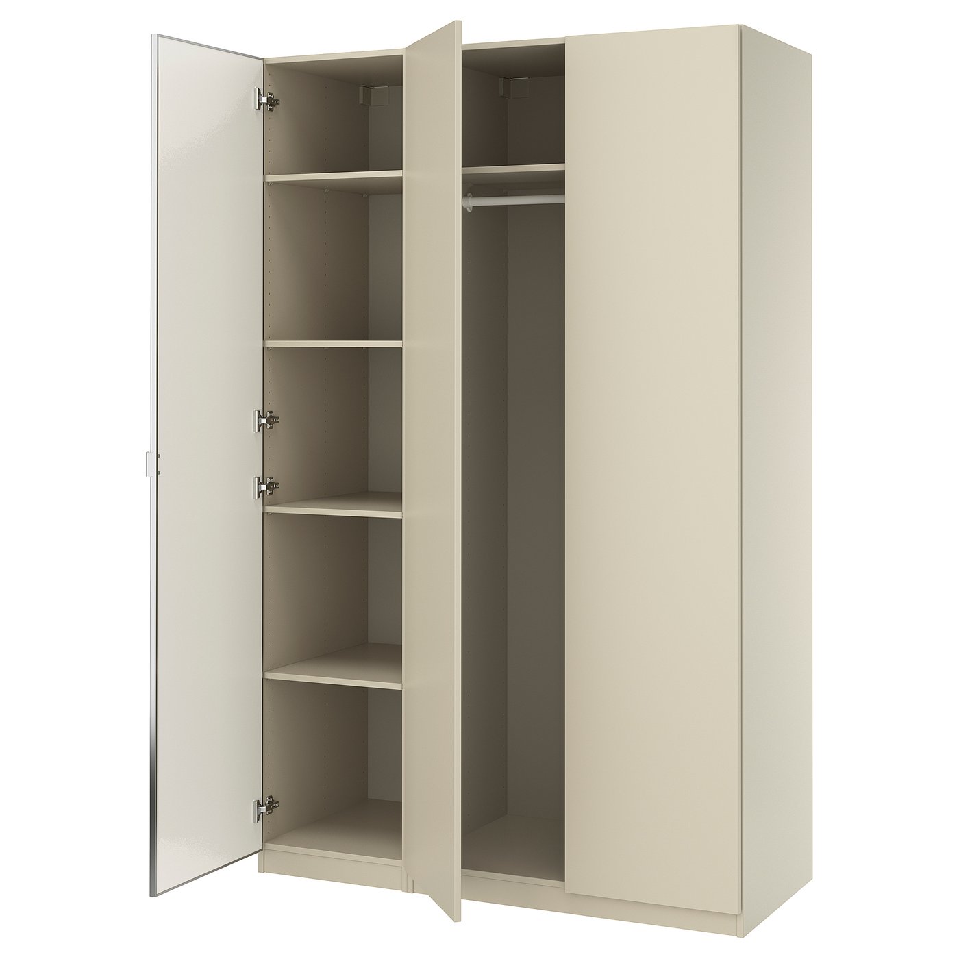 PAX / FORSAND/ÅHEIM wardrobe combination, gray-beige/mirror