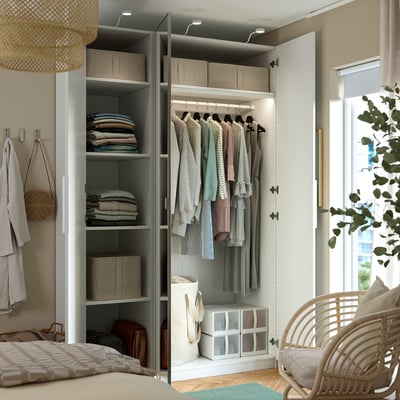 PAX / FORSAND/ÅHEIM Wardrobe combination, white/mirror glass, 59x23 5/8x93 1/8 "