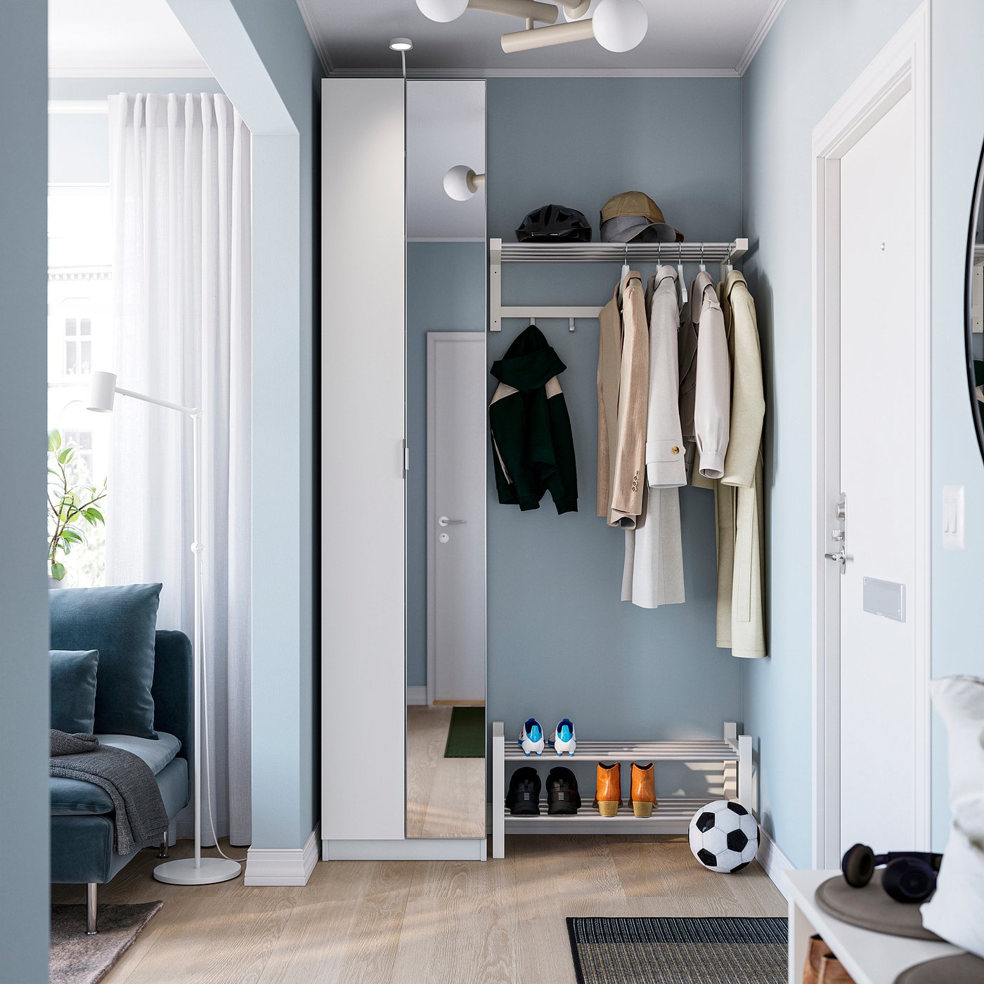 PAX / FORSAND/ÅHEIM wardrobe combination, white white/mirror glass