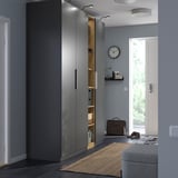 PAX / FORSAND Wardrobe combination, dark gray dark gray/oak effect, 72 7/8x23 5/8x93 1/8 "