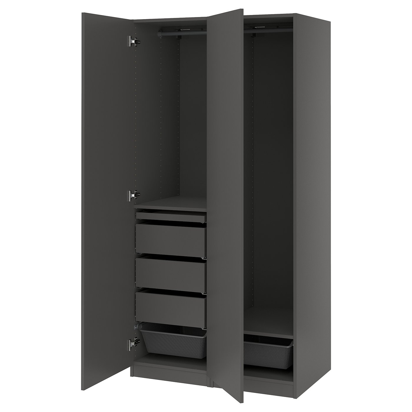 PAX / STORKLINTA wardrobe combination, dark gray/dark brown