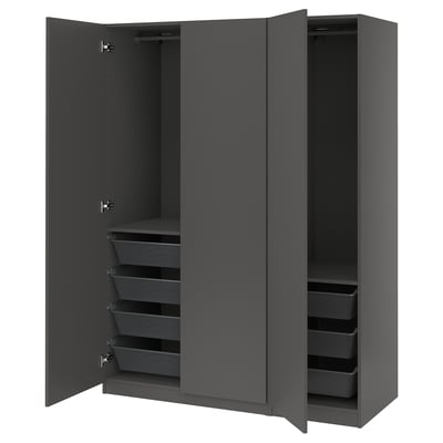 PAX / FORSAND Wardrobe combination, dark gray/dark gray, 59x23 5/8x79 1/4 "